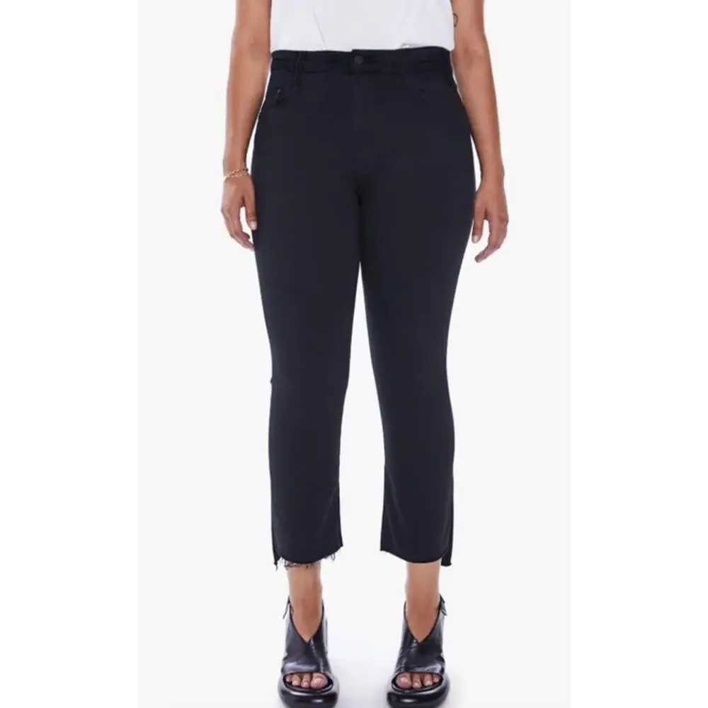 MOTHER Insider Crop Step Fray Jeans Not Guilty Black Wash Size 32 MINT CONDITION - Picture 1 of 8